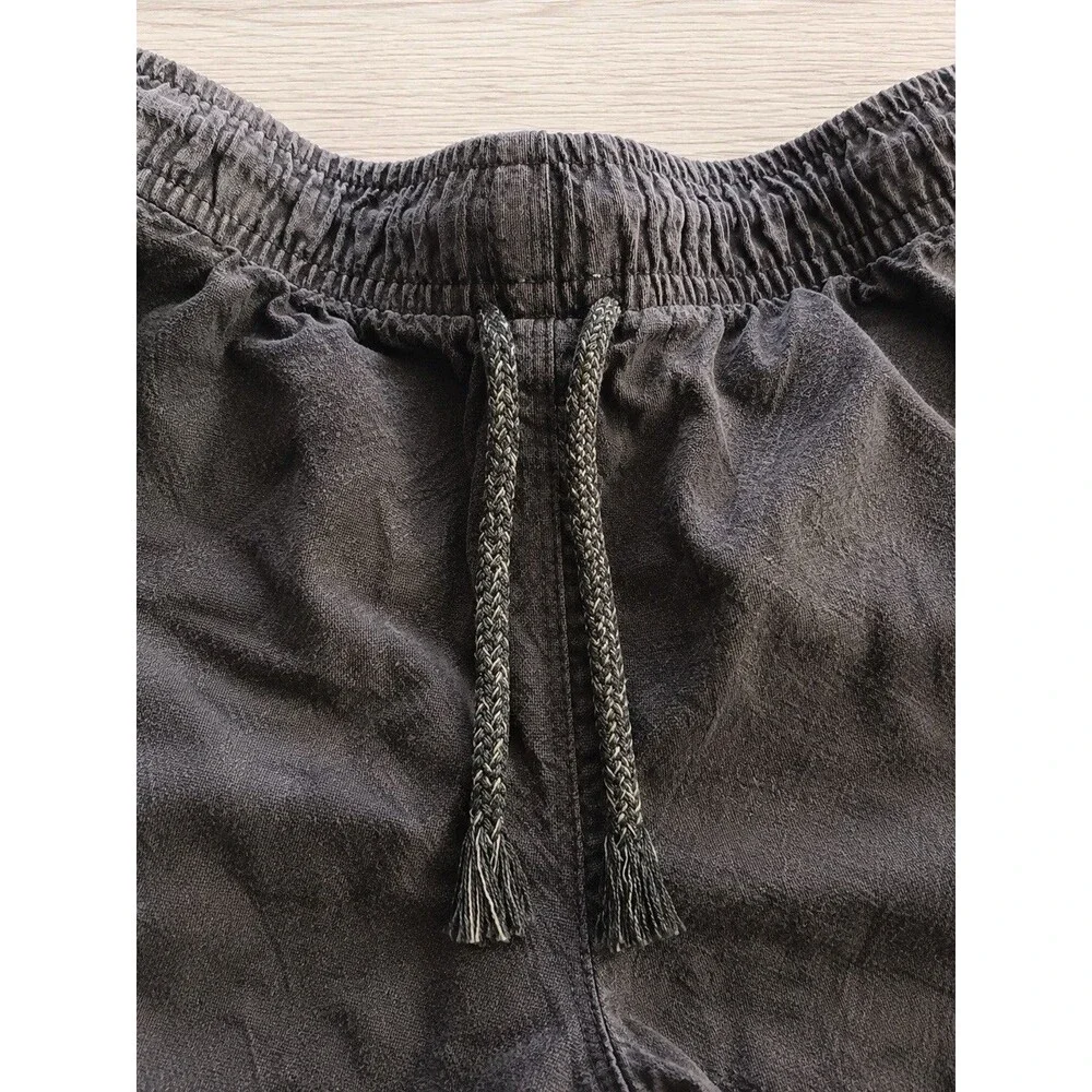 Old Navy Boys Size 8 Gray Cargo Shorts Drawstring Elastic Waist Linen Blend